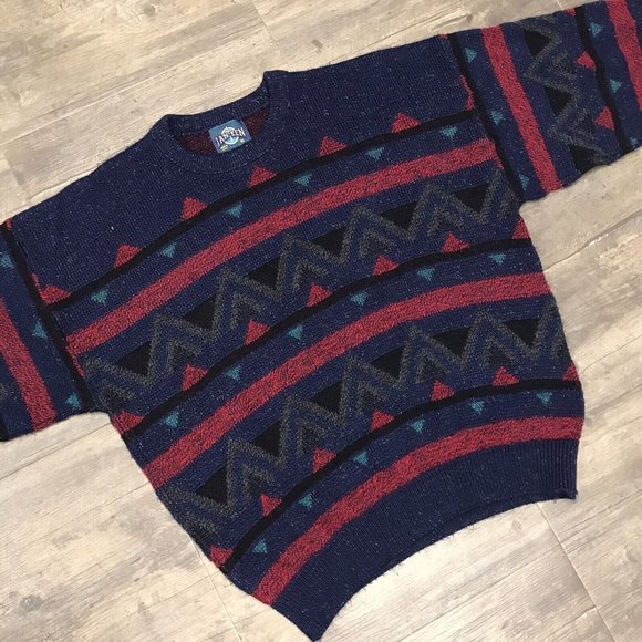 Vintage Jantzen Sweater Men Size XL Geometric Crewneck Eclectic Grandpa USA Made